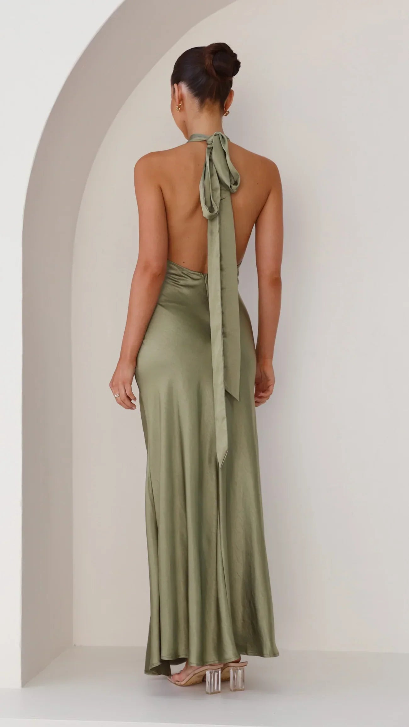 Leslie | Satin Dress with Neck Tie
