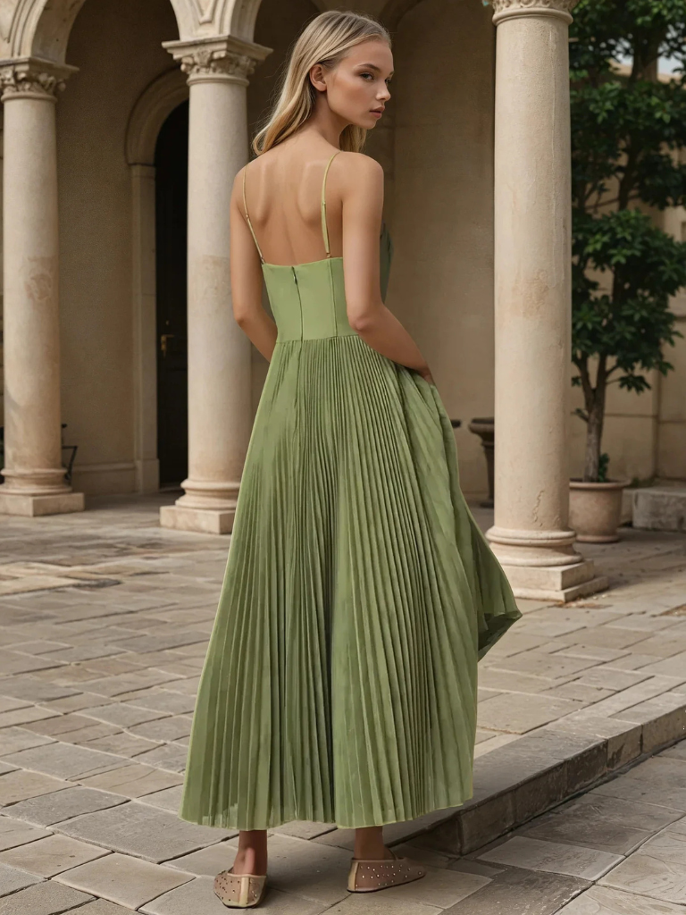 Véronique | Pleated Dress with Natural Elegance