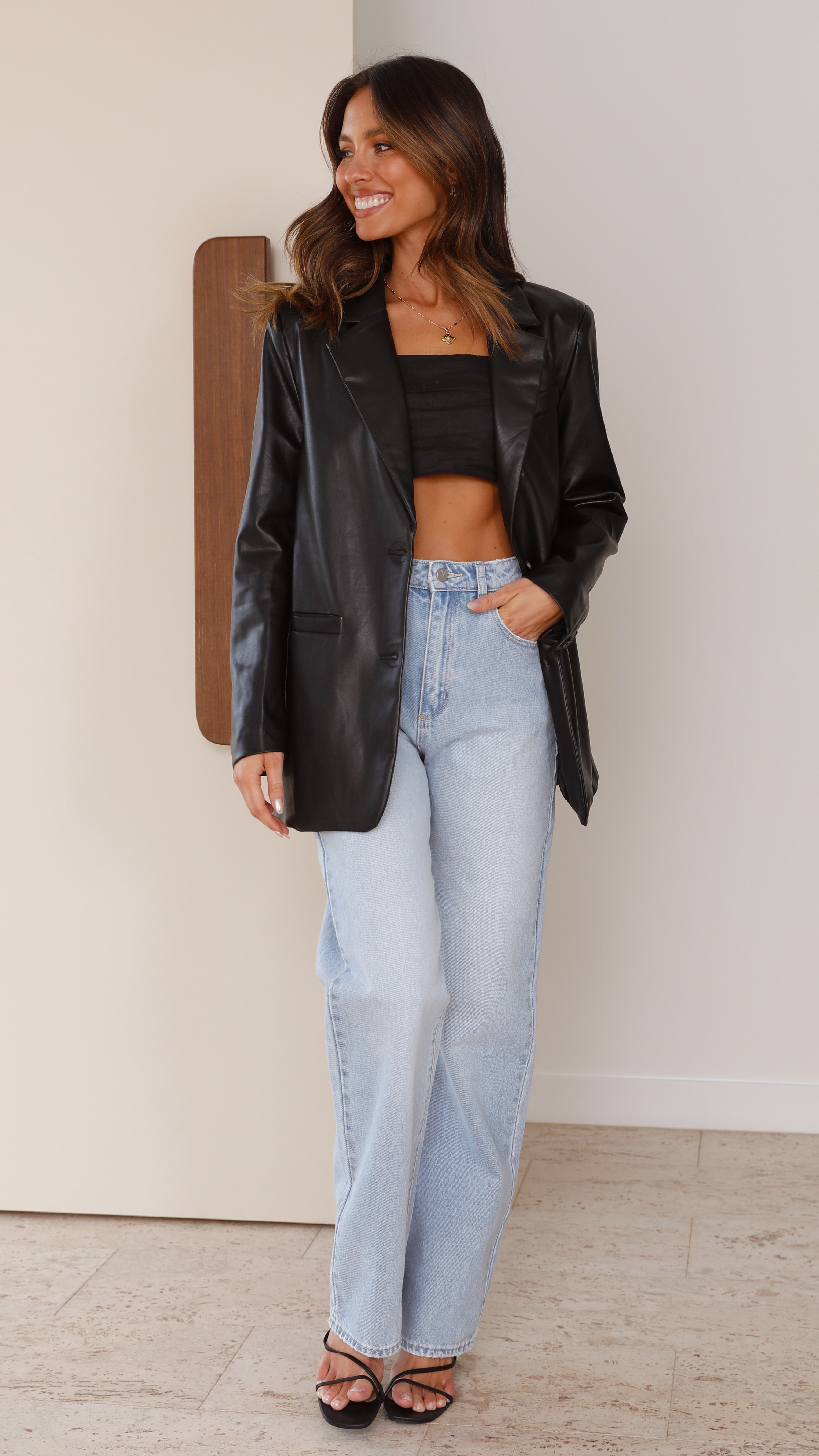 Lunivé | Belinda Leather Blazer