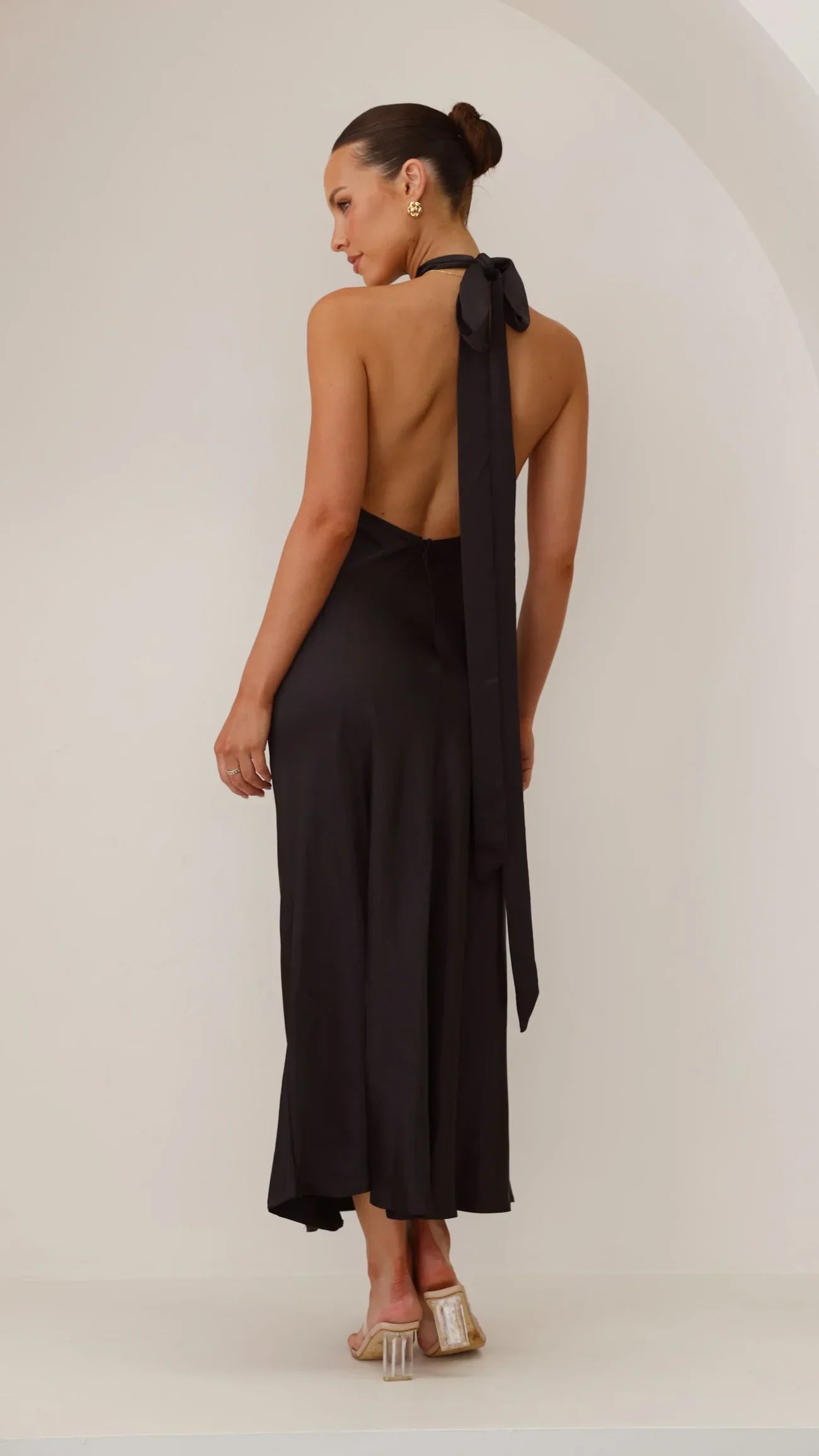 Leslie | Satin Dress with Neck Tie