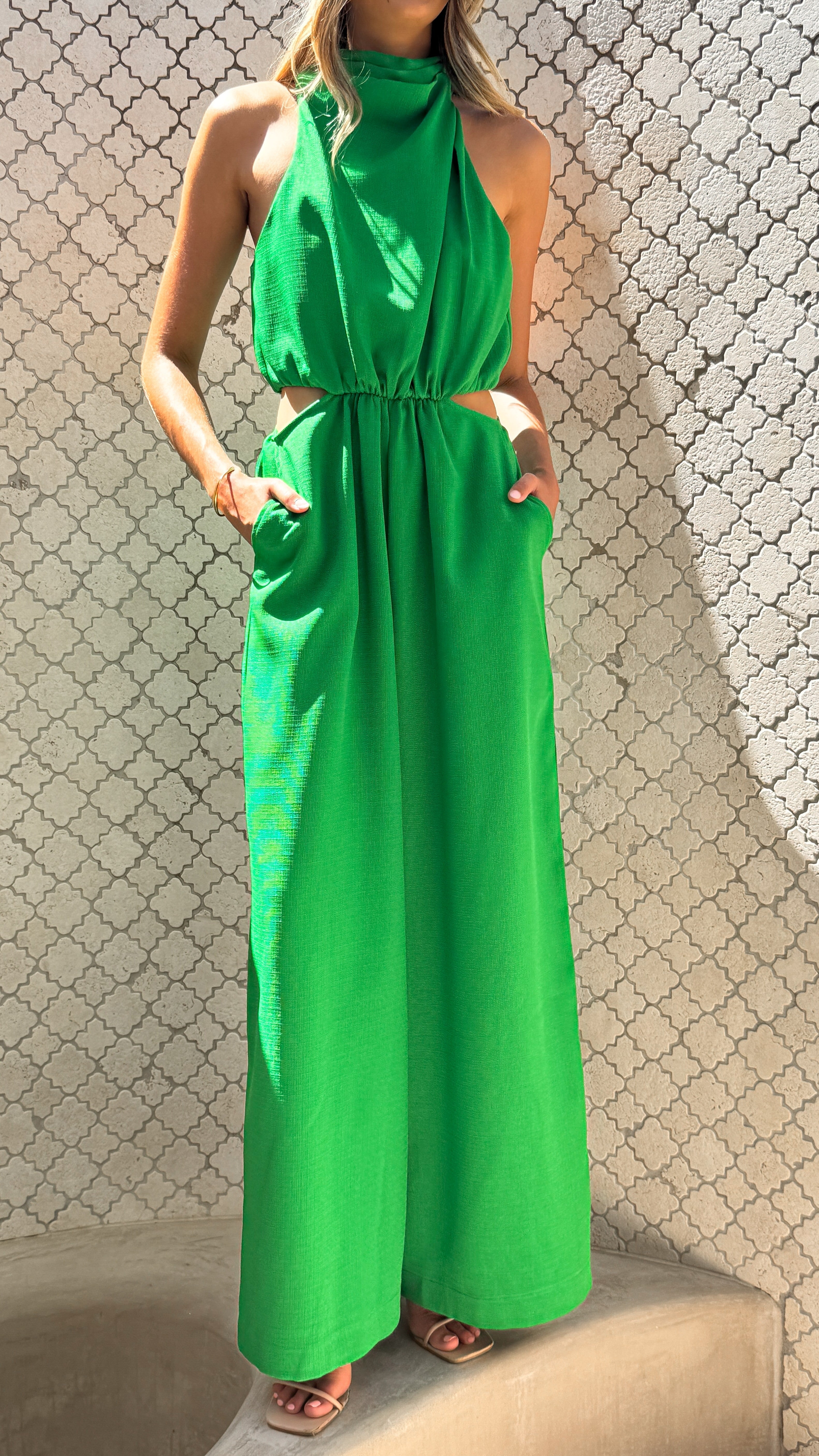 Lunivé | Lara Halter Neck Wide Leg Jumpsuit