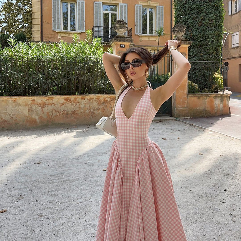 Lunivé | Romina Plaid Print Midi Dress