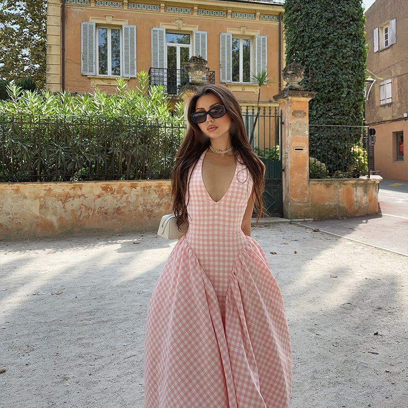 Lunivé | Romina Plaid Print Midi Dress